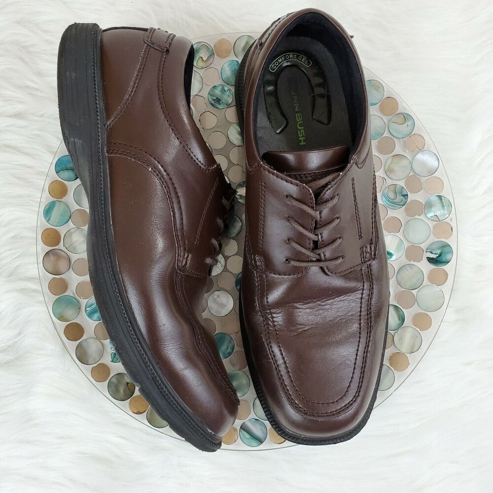 Nunn Bush Kore Mens Oxford Shoes Size 9.5 Brown Leather Comfort Gel Slip Resist